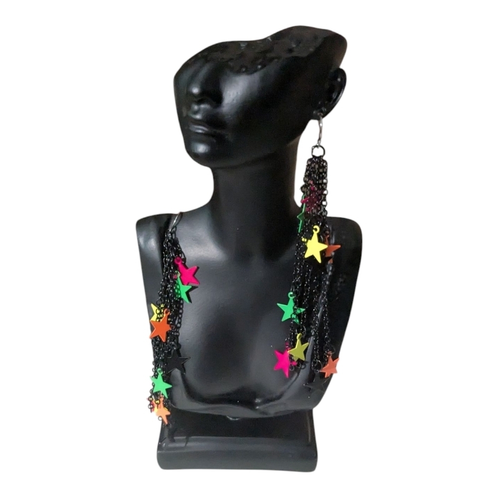 Multicolor Star Chain Earrings
